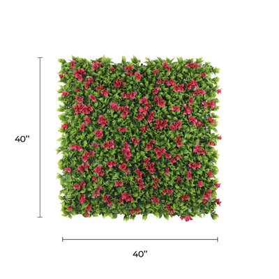 Flowering Pink Artificial Vertical Garden Green Wall Panel 40×40in 11 SQ FT – UV Resistant – Commercial Grade
