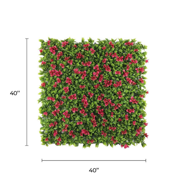 Flowering Pink Artificial Vertical Garden Green Wall Panel 40×40in 11 SQ FT – UV Resistant – Commercial Grade