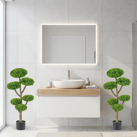 Indoor Outdoor 6 Balls Topiary Tree with Realistic Trunk and Weighted Cement-Filled Base