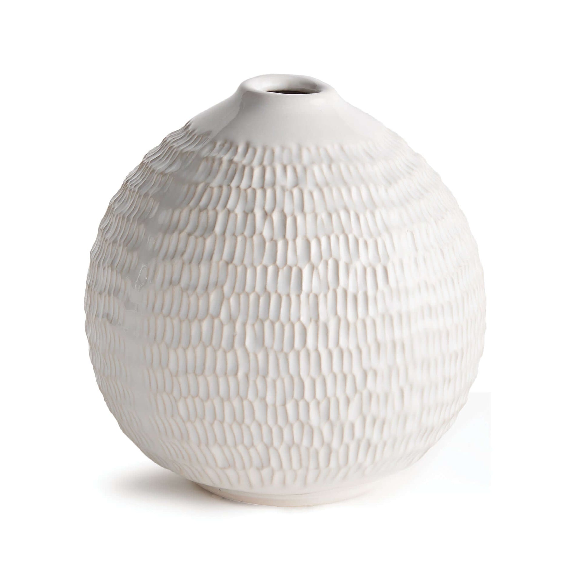 Artisan Vintage-Style White Ceramic Accent Vase