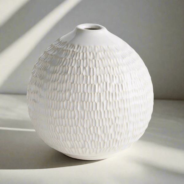 Artisan Vintage-Style White Ceramic Accent Vase