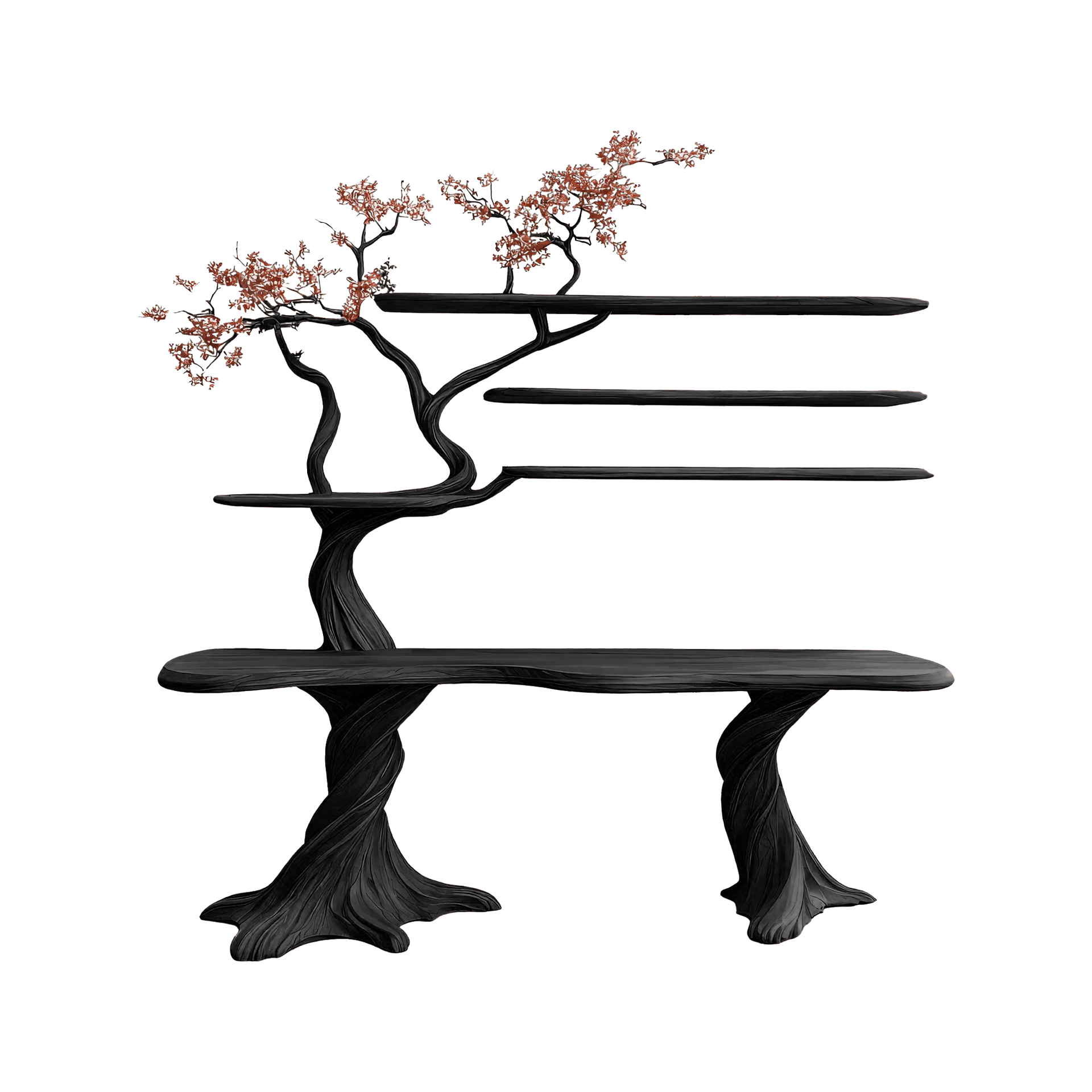 Arvion Live Edge Solid Wood Console Table with Shelves