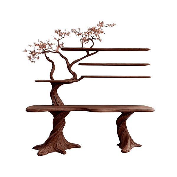 Arvion Live Edge Solid Wood Console Table with Shelves