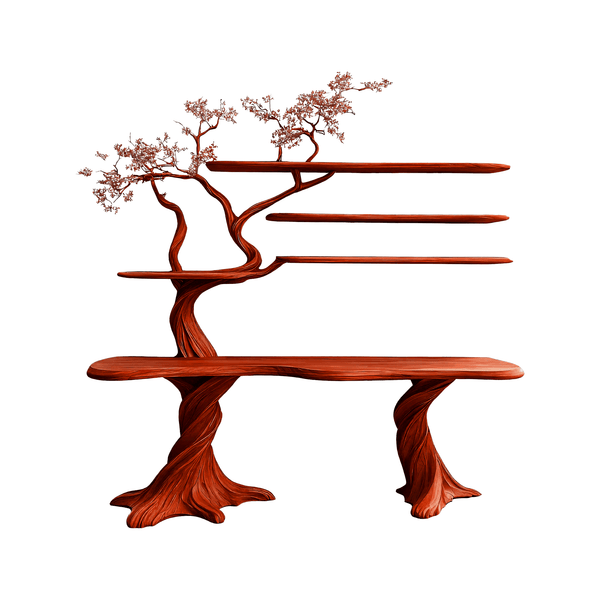Arvion Live Edge Solid Wood Console Table with Shelves
