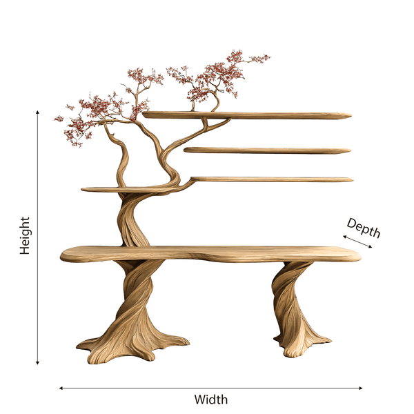Arvion Live Edge Solid Wood Console Table with Shelves