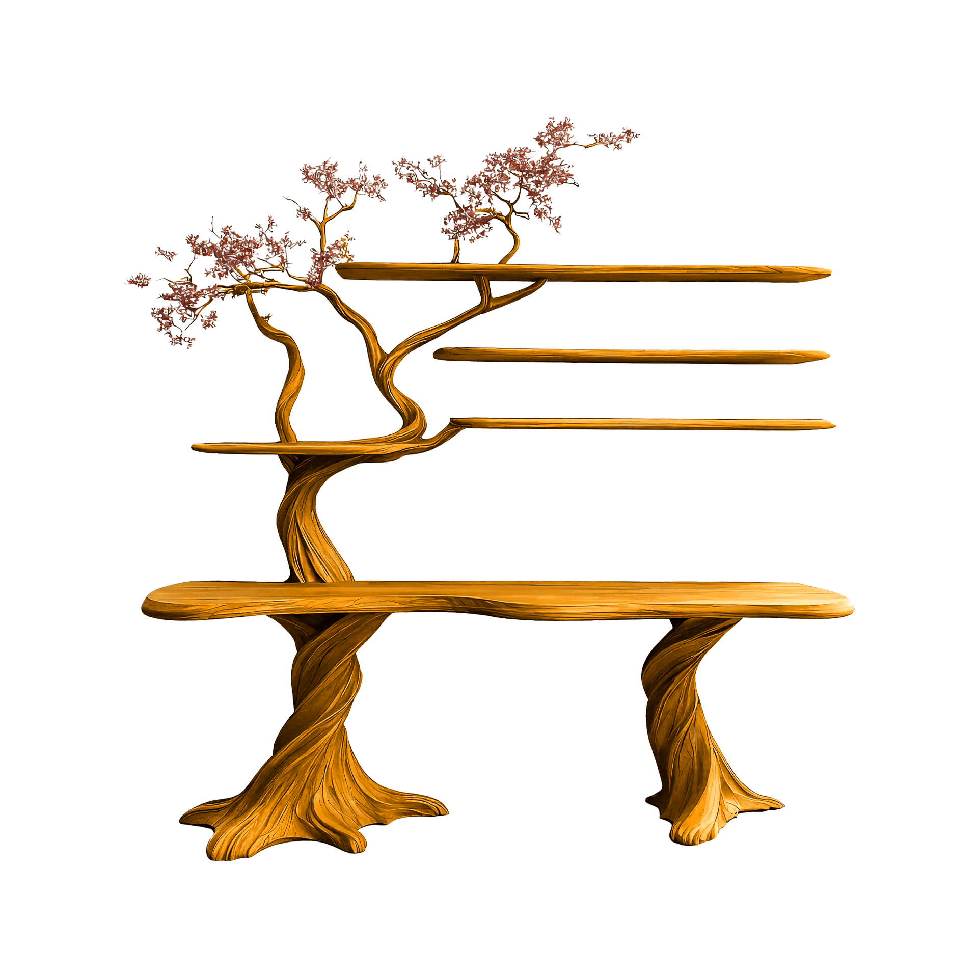 Arvion Live Edge Solid Wood Console Table with Shelves