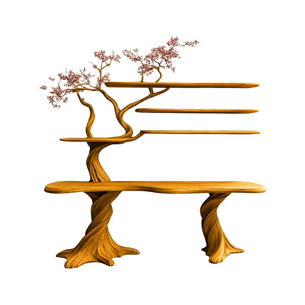 Arvion Live Edge Solid Wood Console Table with Shelves
