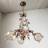 Asfour Brass Chandelier - 3 Heads: D 64cm x H 42cm / D 25.2" x H 16.5" / Bronze & Cognac