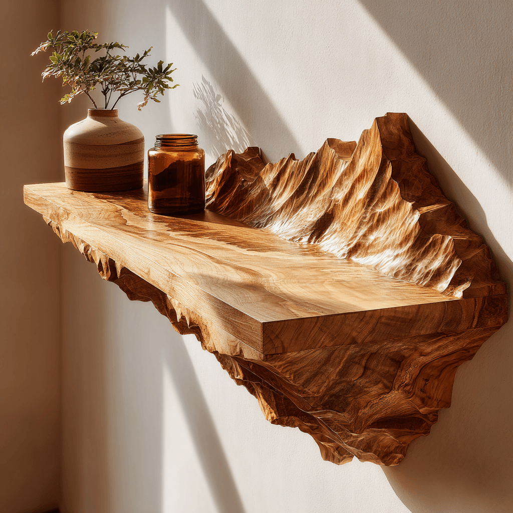Atlas Crest Solid Wood Mountain Floating Shelf