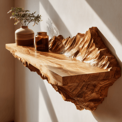 Atlas Crest Solid Wood Mountain Floating Shelf