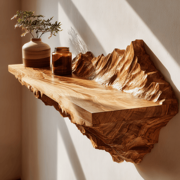 Atlas Crest Solid Wood Mountain Floating Shelf