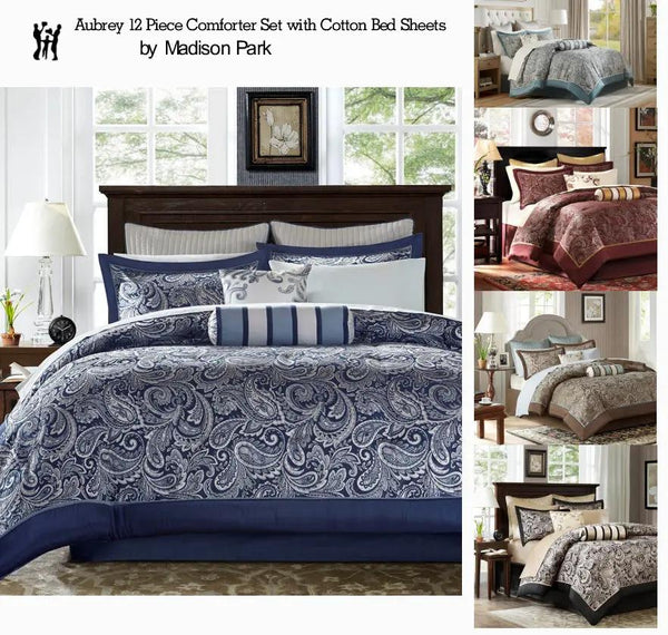 Aubrey 12 Piece Complete Bed Set  by Madison Park at Gifts for You 'n Me