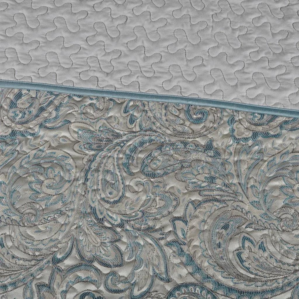 Aubrey 5 Piece Reversible Jacquard Bedspread Set in Teal - Gifts for You 'n Me