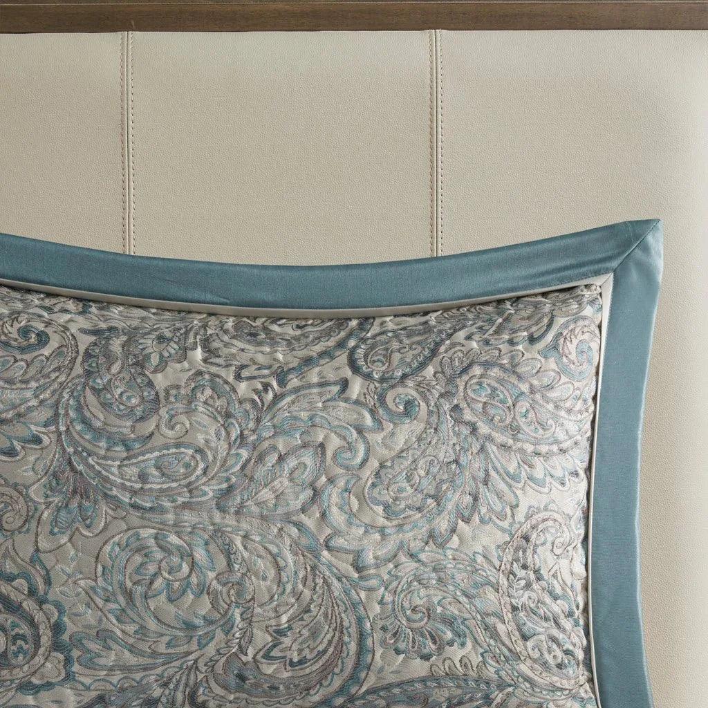 Aubrey 5 Piece Reversible Jacquard Bedspread Set in Teal - Gifts for You 'n Me