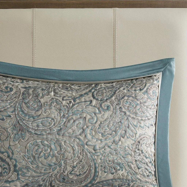 Aubrey 5 Piece Reversible Jacquard Bedspread Set in Teal - Gifts for You 'n Me