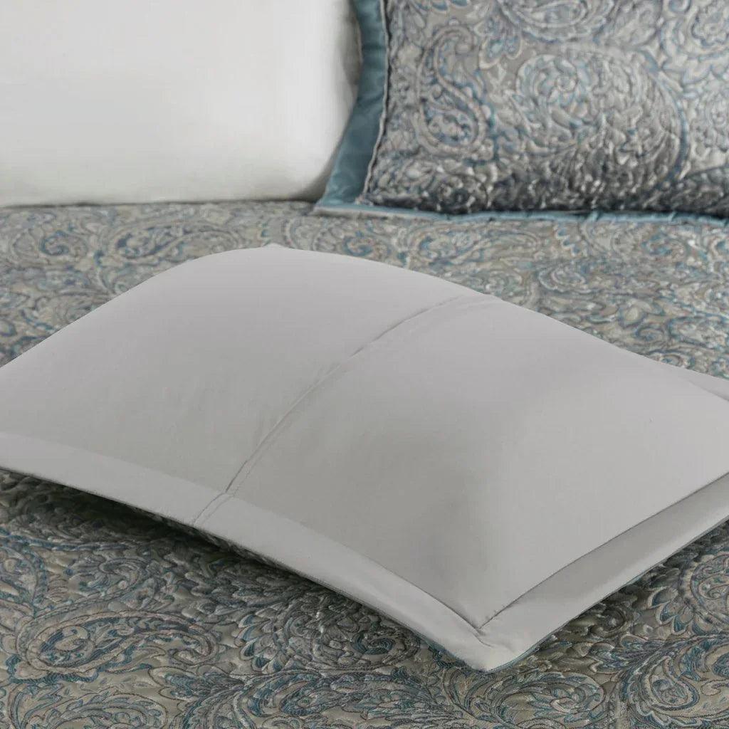 Aubrey 5 Piece Reversible Jacquard Bedspread Set in Teal - Gifts for You 'n Me
