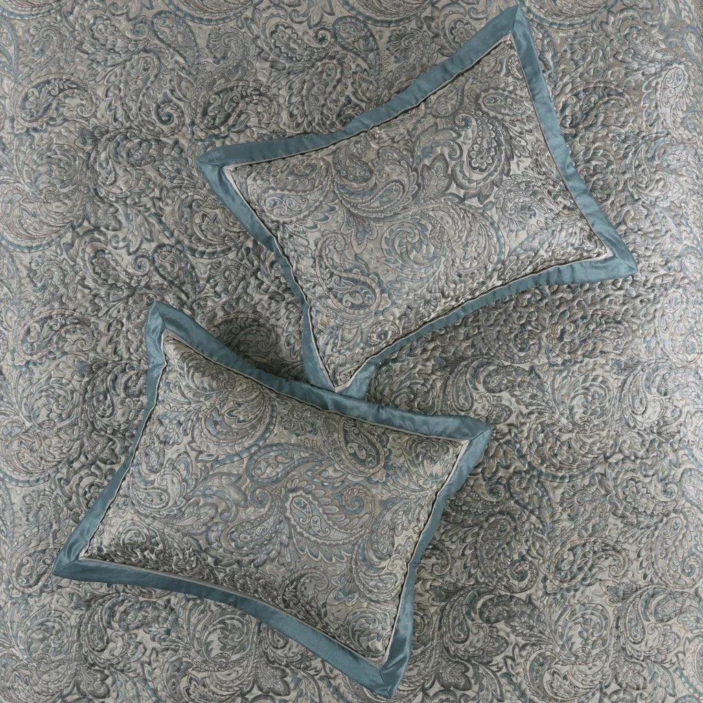 Aubrey 5 Piece Reversible Jacquard Bedspread Set in Teal - Gifts for You 'n Me