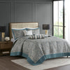 Aubrey 5 Piece Reversible Jacquard Bedspread Set in Teal