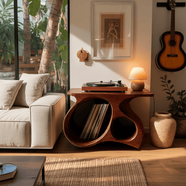 Auraline Organic Sculpted Record Player Stand With Storage