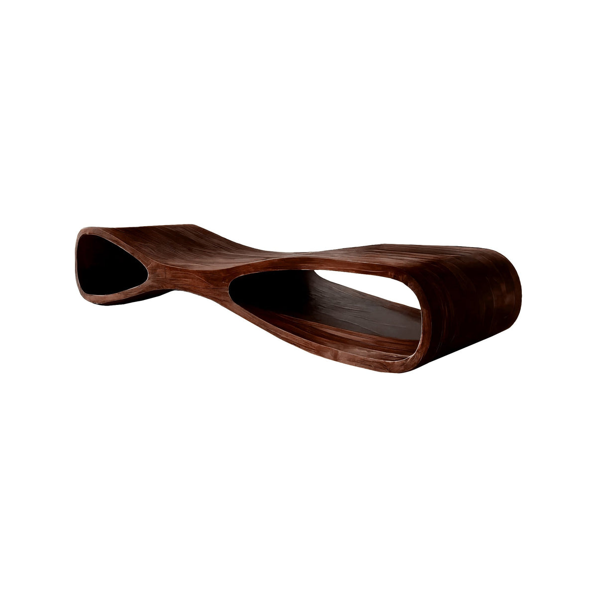 Aurea Flow-Form Sculptural Solid Wood Bench