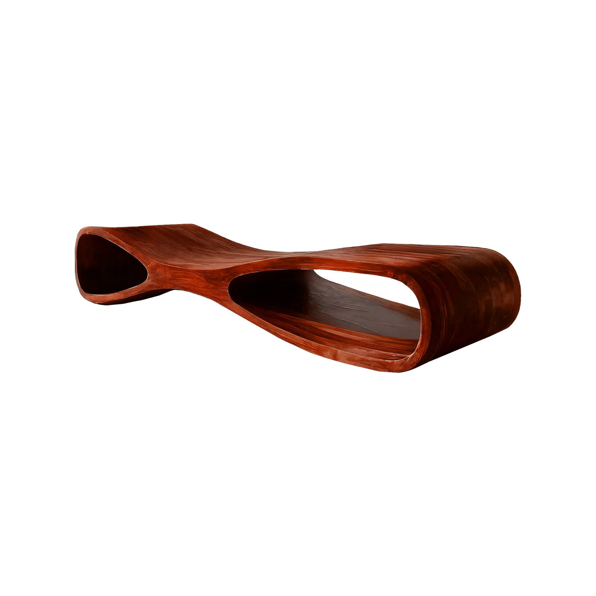 Aurea Flow-Form Sculptural Solid Wood Bench
