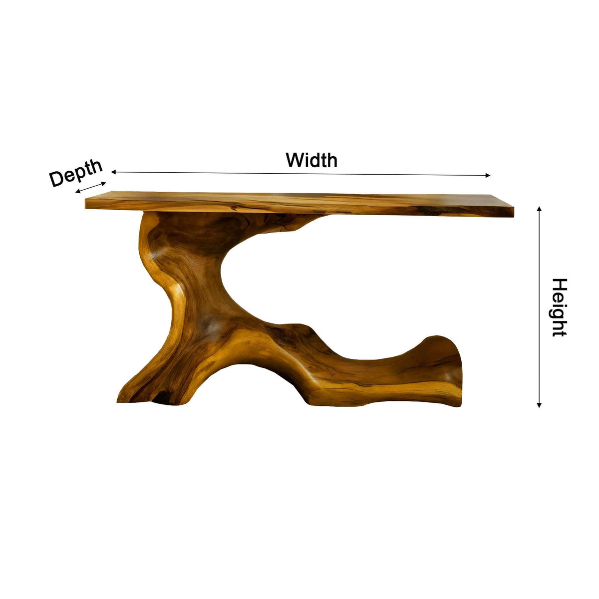 Aurea Flow Sculptural Solid Wood Console Table