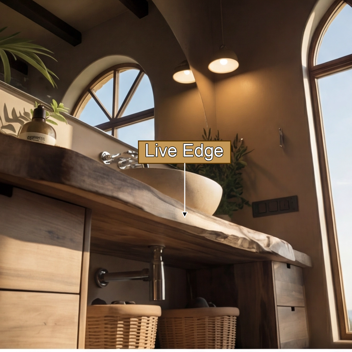 Aurea Flow Solid Wood Floating Bathroom Vanity with Drawers
