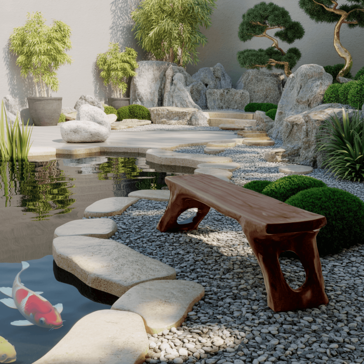 Aurea Organic Modern Solid Wood Bench