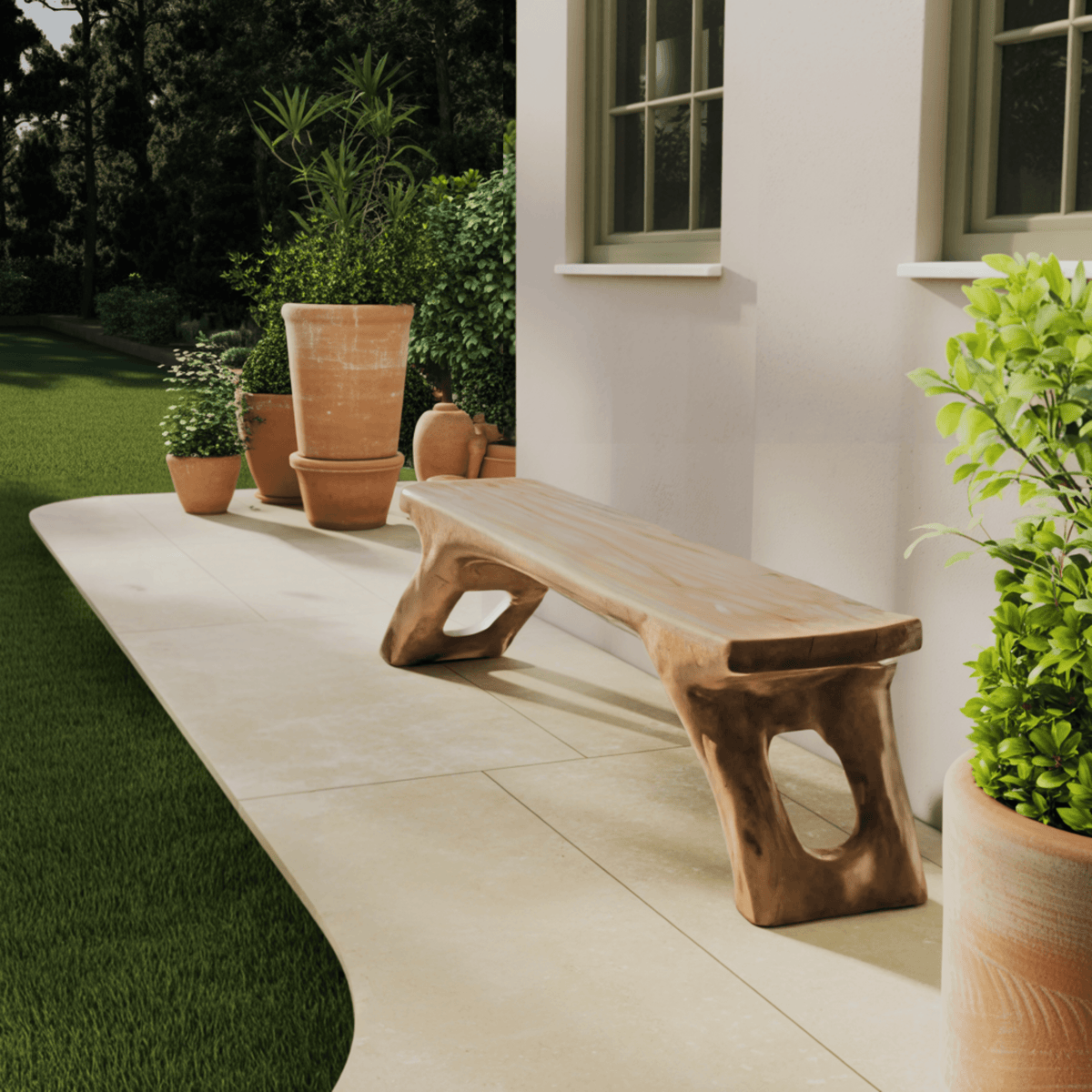 Aurea Organic Modern Solid Wood Bench