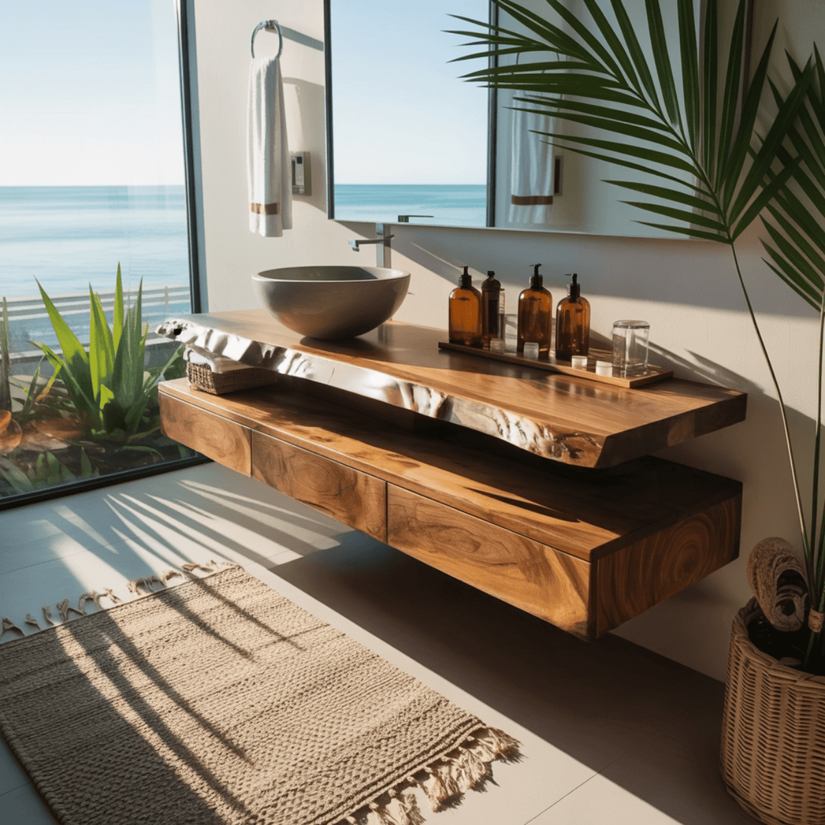 Aurelia Live Edge Floating Bathroom Vanity with Drawers
