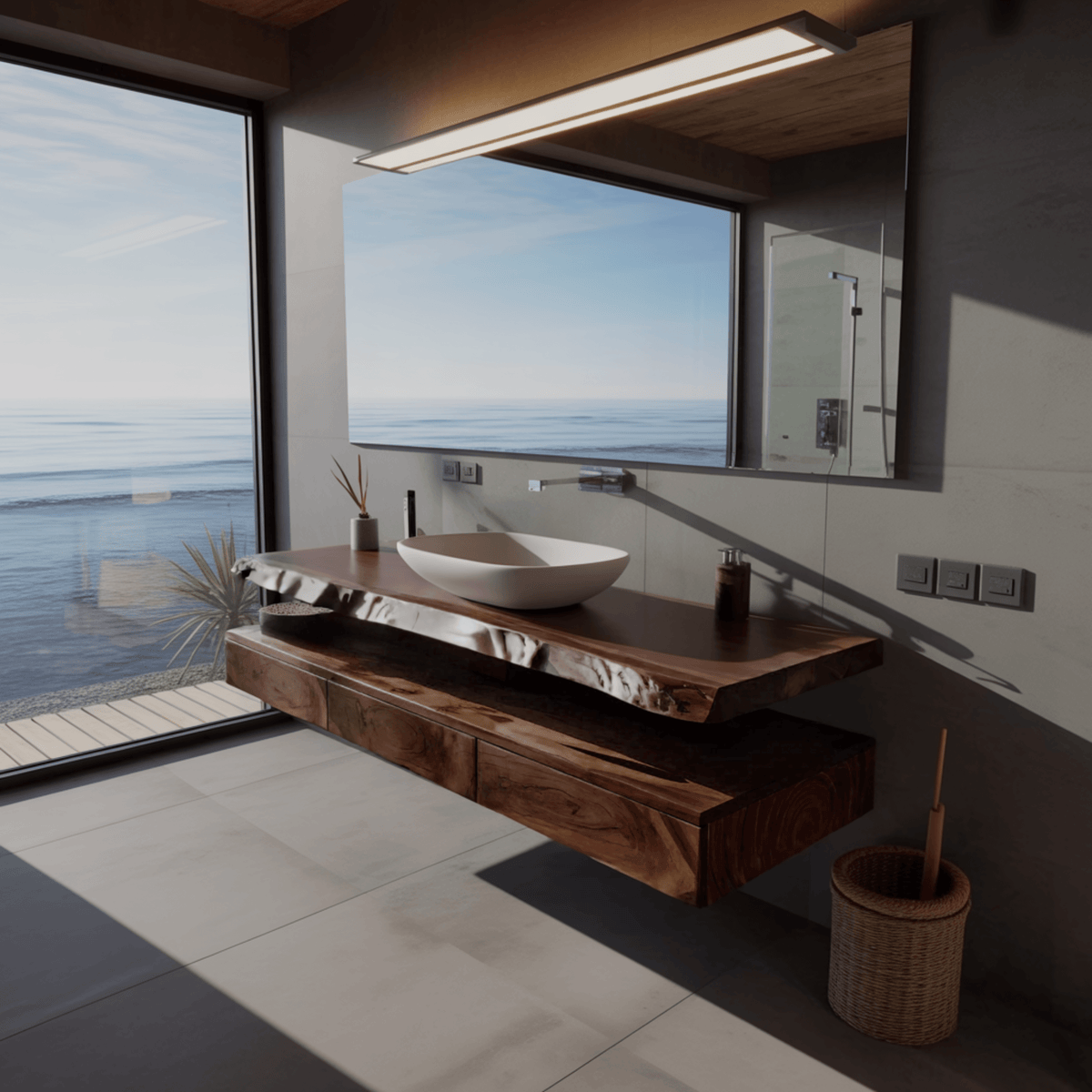Aurelia Live Edge Floating Bathroom Vanity with Drawers