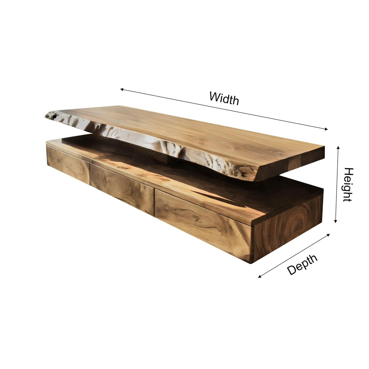 Aurelia Live Edge Floating Bathroom Vanity with Drawers
