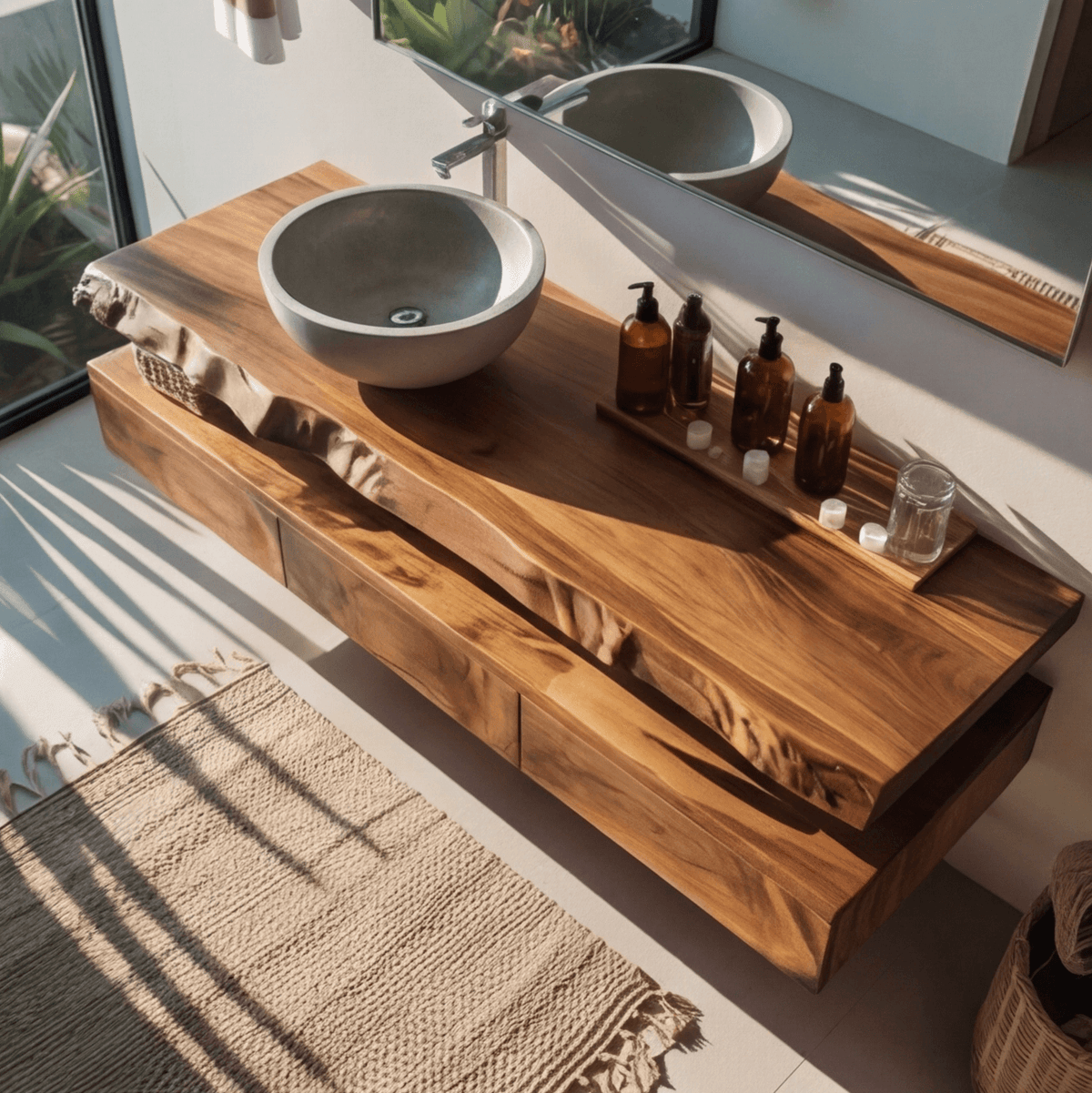 Aurelia Live Edge Floating Bathroom Vanity with Drawers