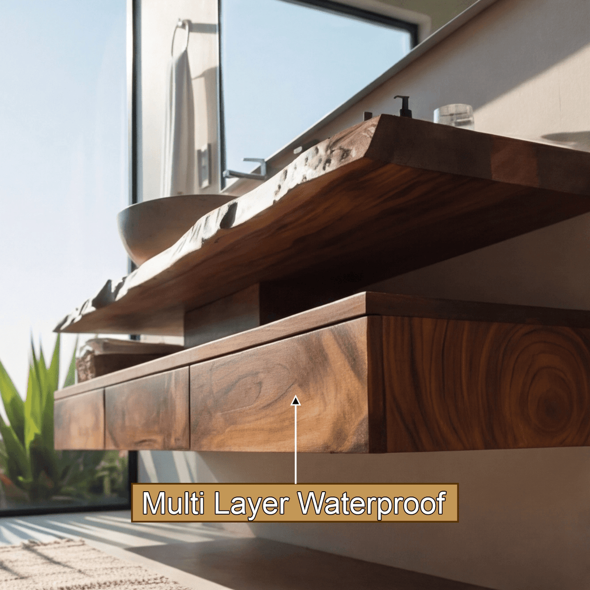Aurelia Live Edge Floating Bathroom Vanity with Drawers