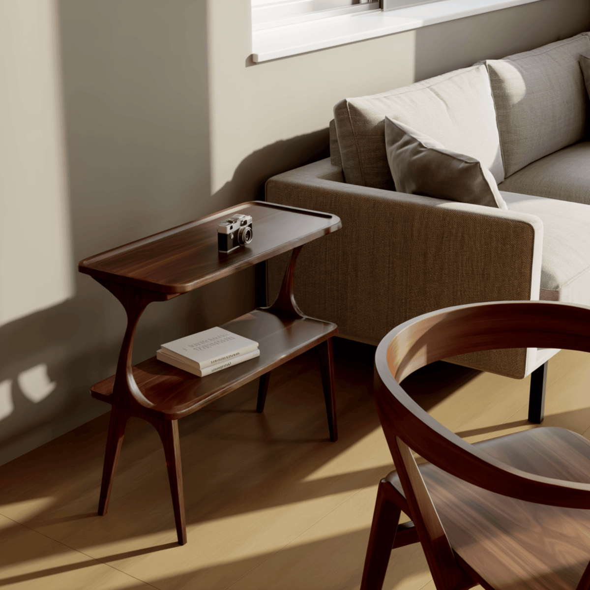 Aurelin Arc Solid Wood Side Table