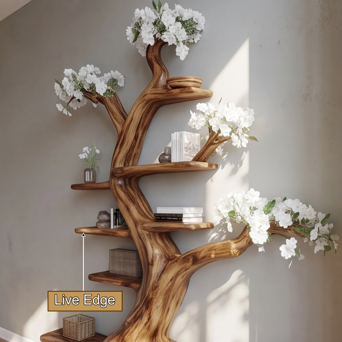 Aurelin Bloom Solid Wood Tree Bookshelf
