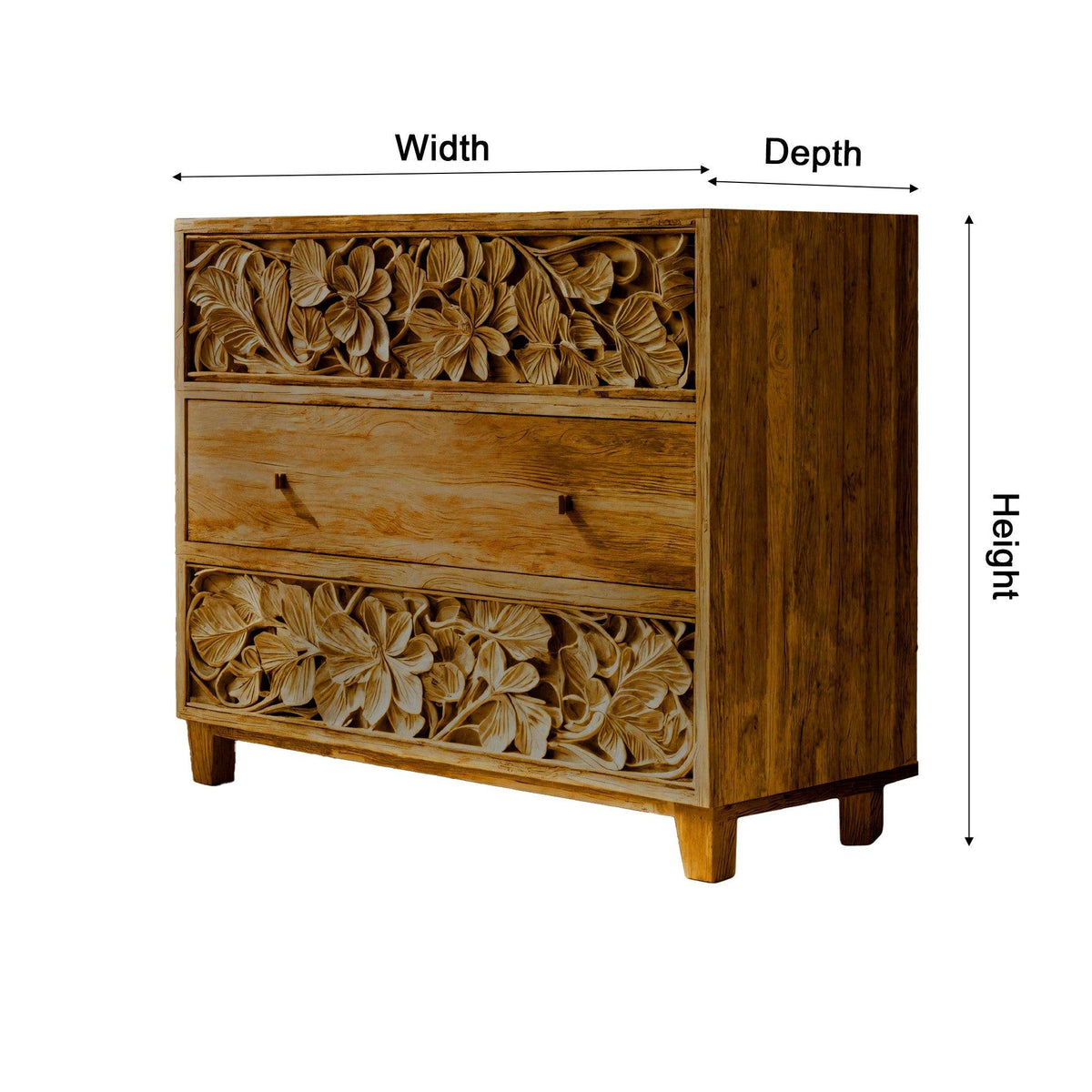 Aurelin Carve Solid Wood Dresser Cabinet