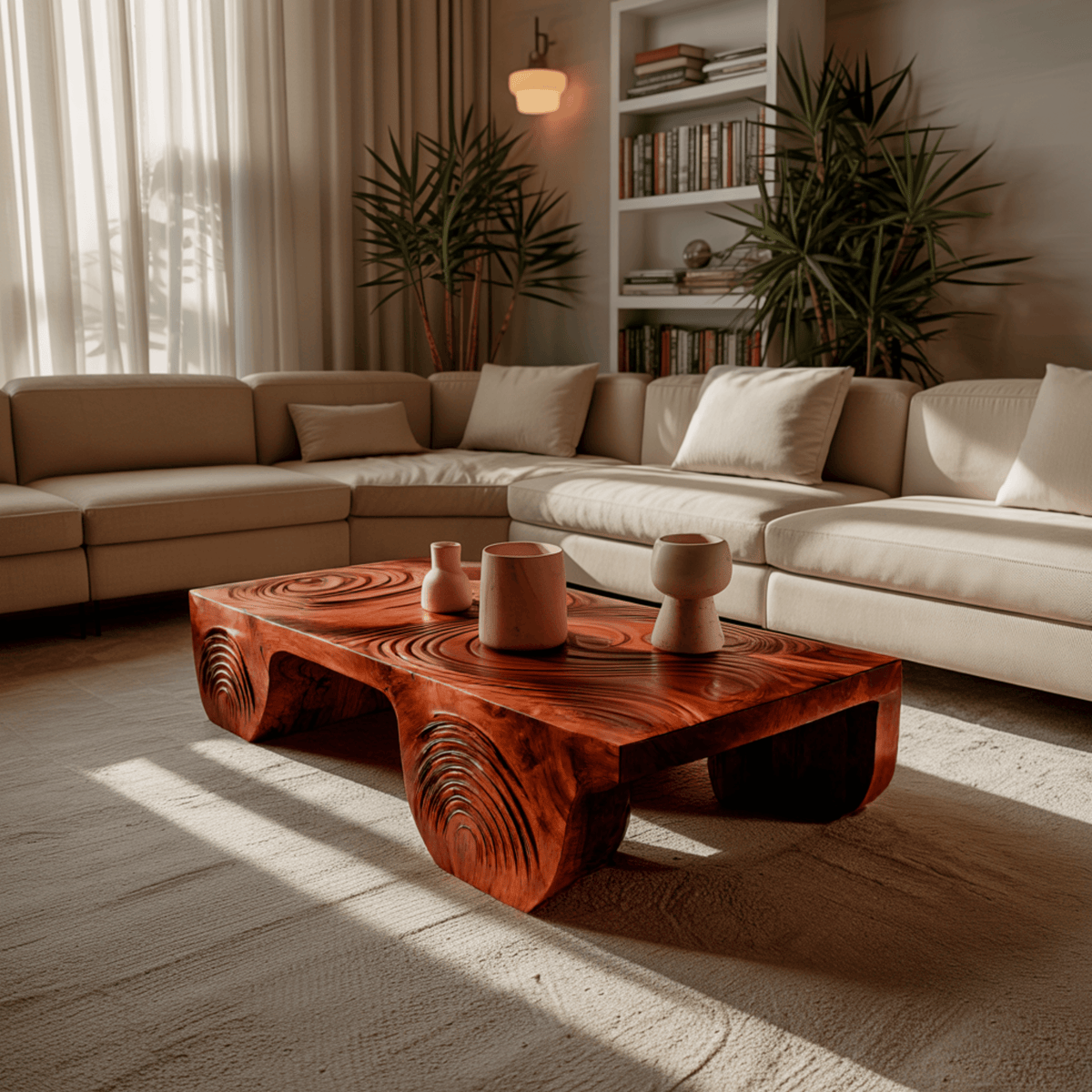Aurelin Crest Hand-Carved Live Edge Coffee Table