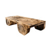 Aurelin Crest Hand-Carved Live Edge Coffee Table - Natural Oak / 24"W × 16"D × 16"H