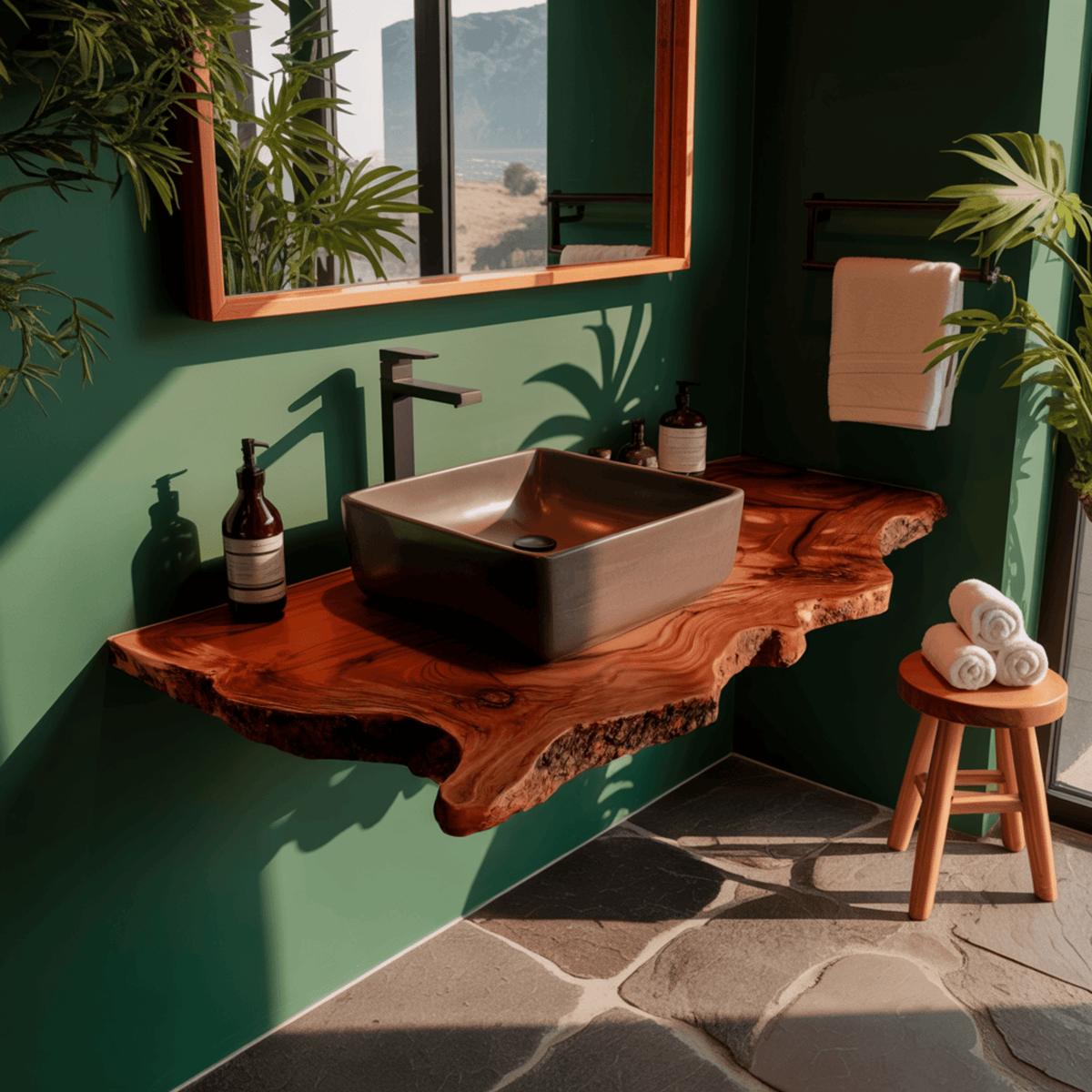 Aurelin Crest Organic Wood Floating Bathroom Vanity