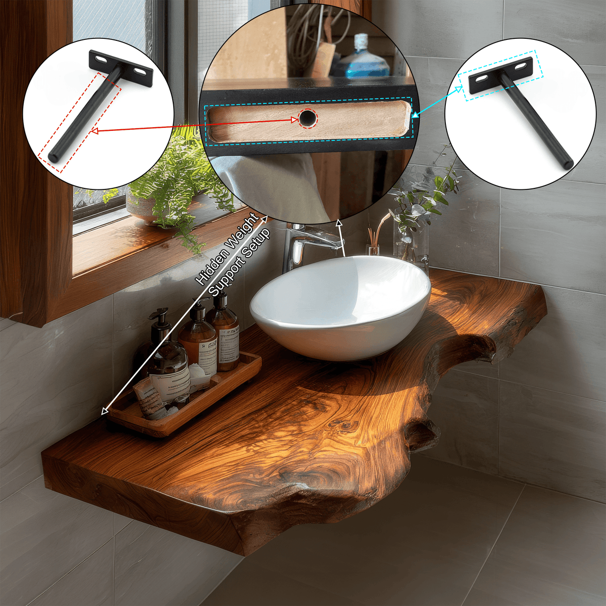 Aurelin Drift Live Edge Floating Bathroom Vanity