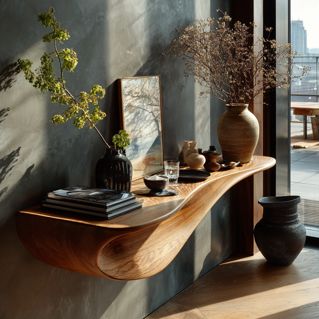 Aurelin Flow Solid Wood Floating Wall Shelf