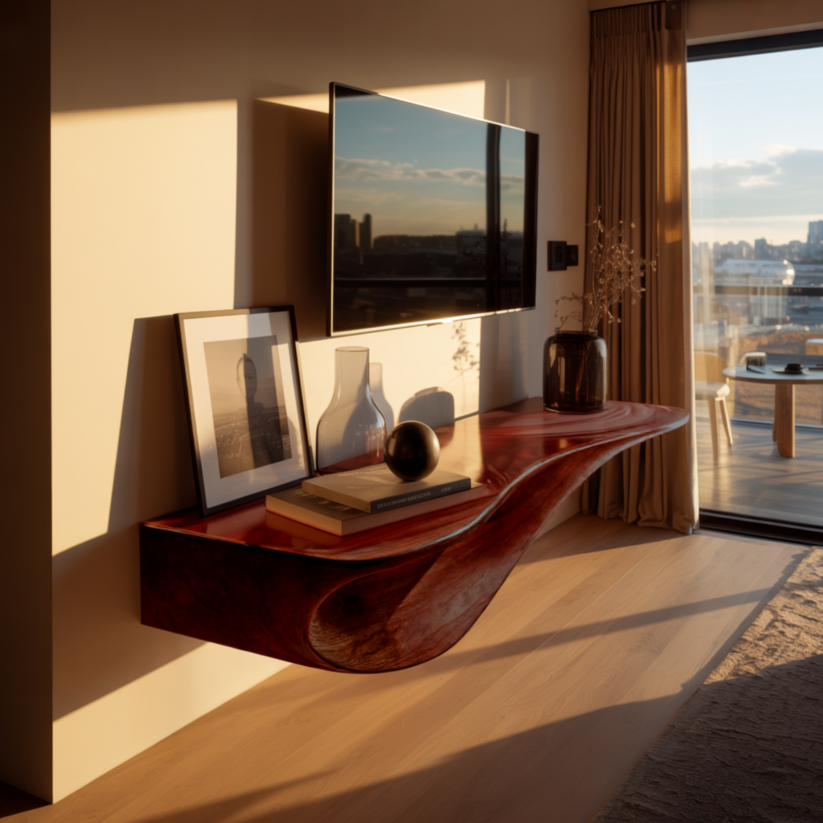 Aurelin Flow Solid Wood Floating Wall Shelf