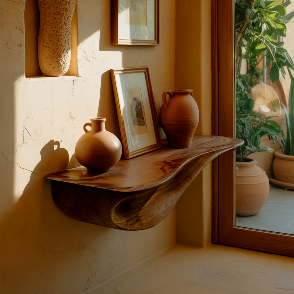 Aurelin Flow Solid Wood Floating Wall Shelf