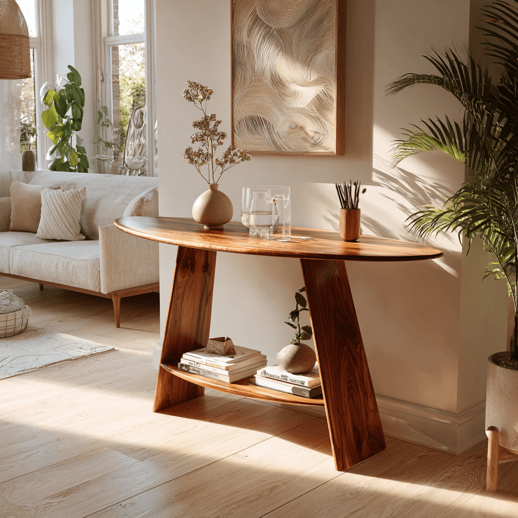 Aurelin Ovalcrest Solid Wood Console Table