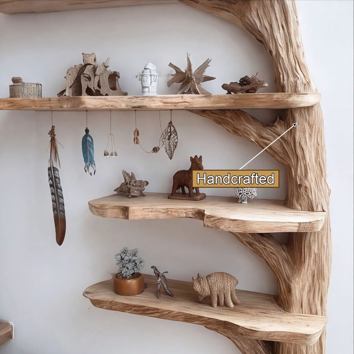 Aurelin Rooted Solid Wood Tree Bookshelf