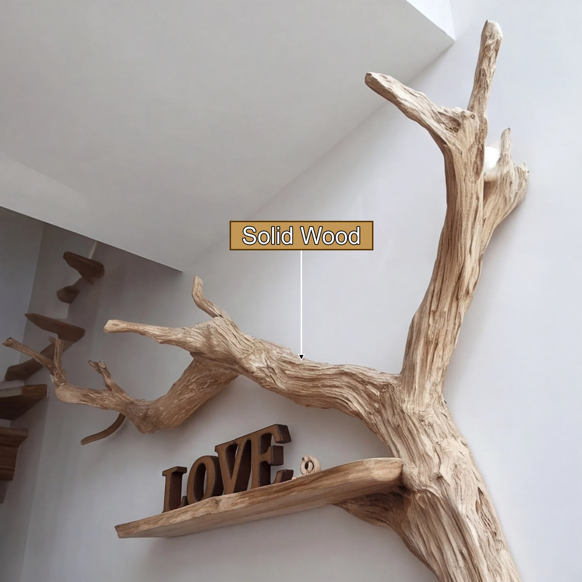 Aurelin Rooted Solid Wood Tree Bookshelf