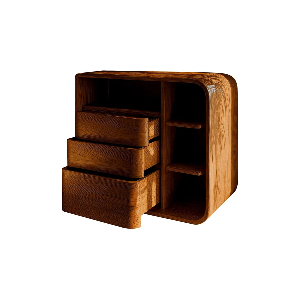 Aurelin Softcurve Solid Wood Bedside Table