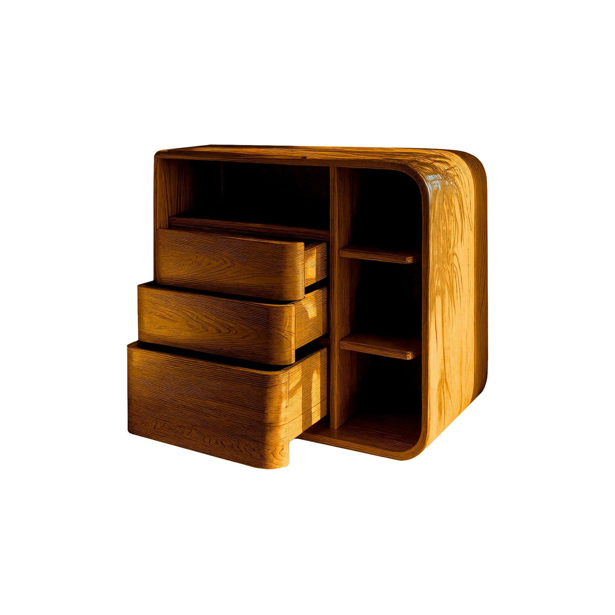 Aurelin Softcurve Solid Wood Bedside Table