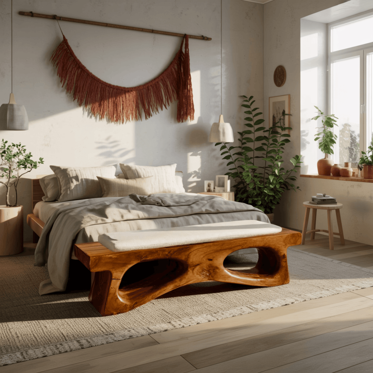 Auren Hollow Artisan Wood Bed Bench